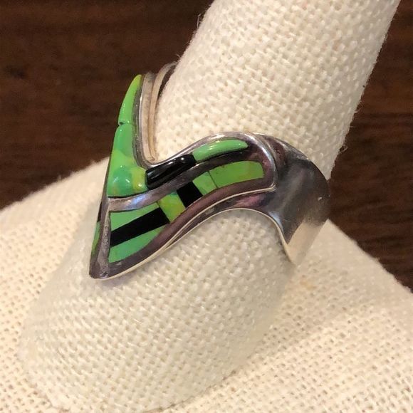 M JAY KING DTR Unisex Green Turquoise Sterling Silver Ring Sz 10-1/4 - Picture 2 of 10